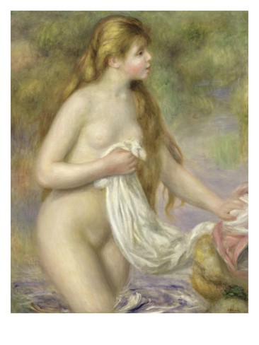 Bather with Long Hair - Pierre-Auguste Renoir painting on canvas